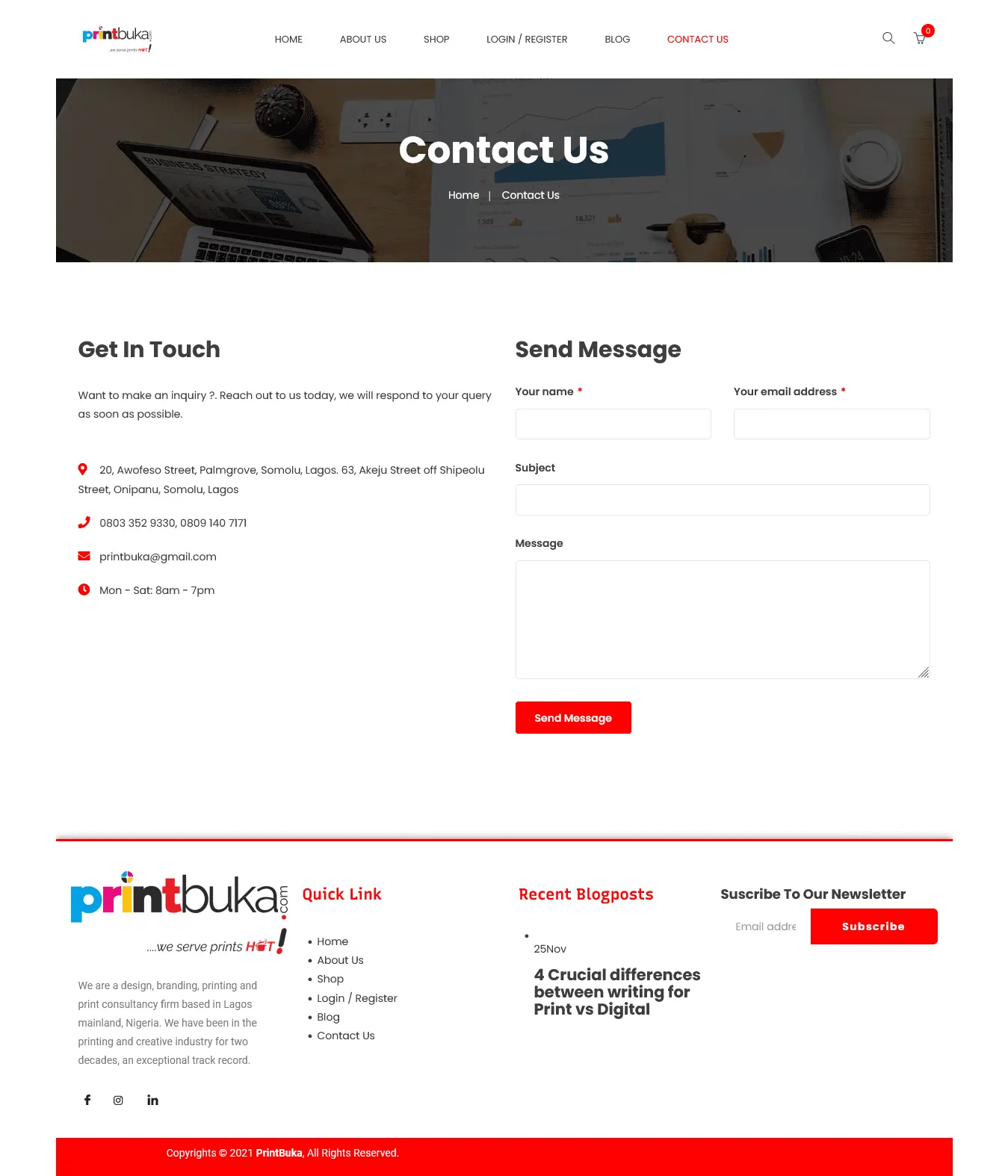 PrintBuka Contact Page