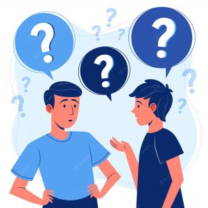 An image showing two people asking questions
